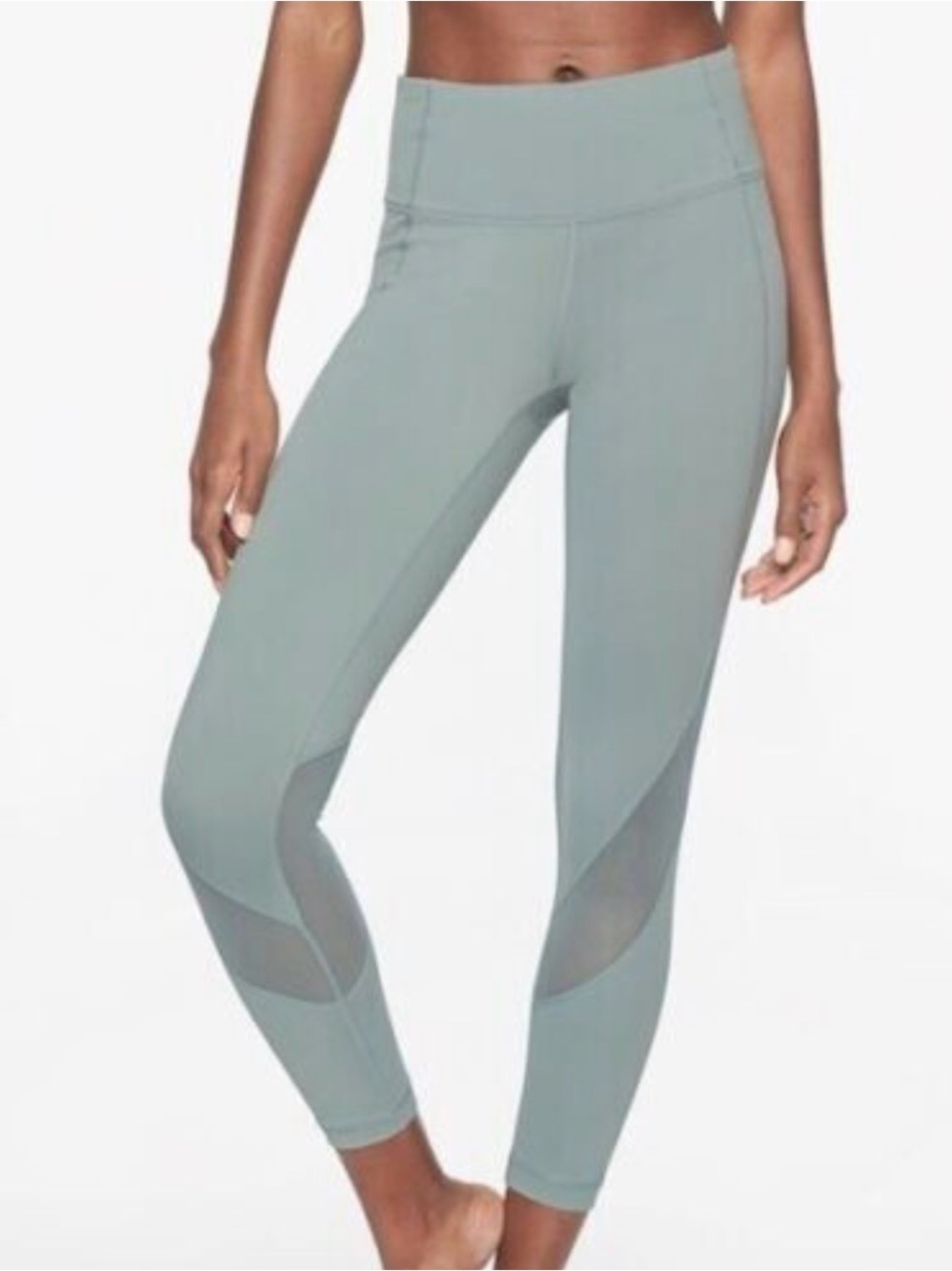 Balance Athletica Sage Green High-Rise Leggings with Mesh Insets